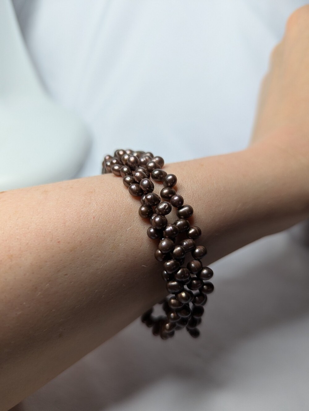 Brown Genuine Freshwater Pearl Multi-Strand Wrap Bracelet - Picture 5 of 10